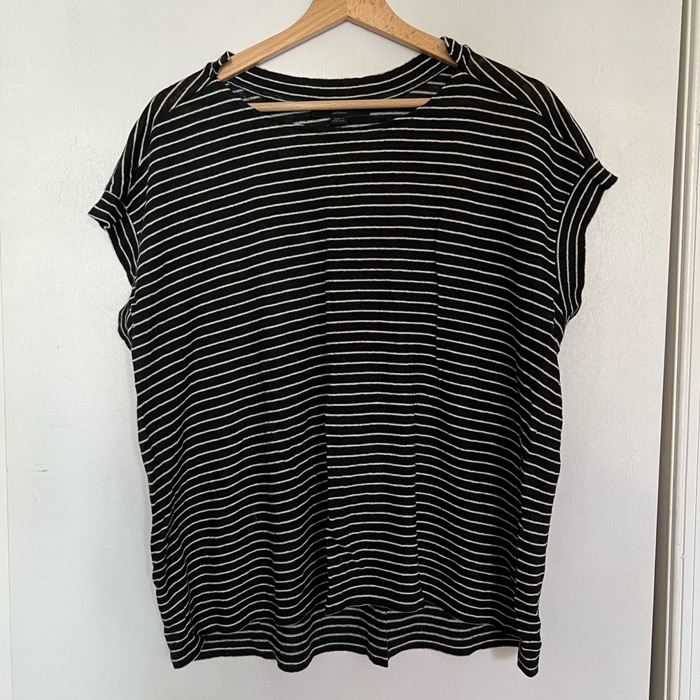 Allsaints black striped slouchy tee